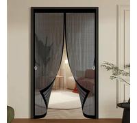 Magnetic Fly Screen Door 155 x 236 cm Powerful Magnets, No Drill Installation, Automatically Closes, for Keeping Out Flies & Bug Magnetic Thermal Door Curtain for Patio Doors Balcony, Black