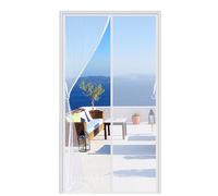 Magnetic Fly Screen Door 155x205cm(61x80inch) Heavy Duty Mesh Curtain with Full Frame Hook & Loop Hands Free, Keeps Bugs Out, Pet and Kid Friendly for Patio Balcony Garage Cellar White A