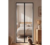 Magnetic Fly Screen Door 160 x 296 cm Full Frame Magic Tape Kid and Pet Friendly Fly Nets for Doors with Powerful Magnets Keeps Bugs Out Easy to Install Without Drilling, Black