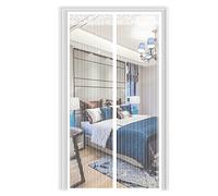 Magnetic Fly Screen Door 160x205cm Anti Mosquito Mesh Fly Curtain with Powerful Magnets, Hands Free Stripes Encryption Fly Insect Net, Shuts Automatically, for All Doors