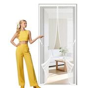 Magnetic Fly Screen Door 166 x 192 cm No Tools Installation Screen Mesh Curtain Keeps Bugs Out for Home, Bedroom, Living Room, Kitchen, Patio, White