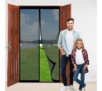 Magnetic Fly Screen Door 167 x 215 cm Automatically Closes Door Curtain, Easy to Install Without Drilling Magnetic Flyscreen Net for Living Room Kitchen Patio, Black
