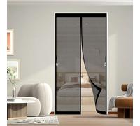 Magnetic Fly Screen Door 168 x 206 cm Top-to-Bottom Seal Snaps Shut Automatically Magnetic Flyscreen Net for Balcony Sliding Doors Living Room, Black