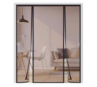 Magnetic Fly Screen Door 170x210cm,Double Door Mesh Curtain with Full Frame Hook & Loop,Keeps Bugs Out, Easy to Install,Magnetic Door Curtain for Sliding, Patio, French Doors,Brown