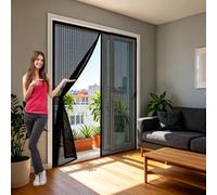 Magnetic Fly Screen Door 175 x 210 cm Keep Bugs Out Lets Fresh Air in, with Powerful Magnets and Full Frame Hook&Loop, No Gap, Insect Protection Door, Fly Screens Doors Kid and Pet Friendly, Black