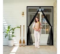 Magnetic Fly Screen Door 180 x 310 cm Powerful Magnets Heavy Duty Self-Sealing Mesh Insect Protection Door Easy to Install Without Drilling for Balcony Patio Bedroom, Black