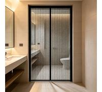 Magnetic Fly Screen Door 199 x 290 cm with Powerful Magnets and Full Frame Adhesive Strips, Hands-Free Closing Magnetic Fly Screen Curtain for Living Room Kitchen Patio, Black