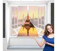 Magnetic Fly Screen Door 210 x 200 cm Anti Mosquito, Keep Fresh Air in, Portable, Foldable, Custom Sizes, Magnetic Thermal Curtain for Patio Door/Balcony, White