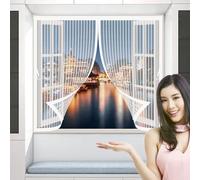 Magnetic Fly Screen Door 222 x 214 cm Automatically Closes, Keep Bugs Out, Without Drilling, Easy to Install, Mosquito Net for Window for Patio Door/Balcony, White