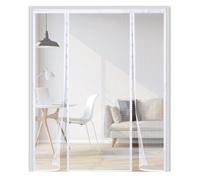 Magnetic Fly Screen Door 230x215cm,Double Door Mesh Curtain with Full Frame Hook & Loop,Keeps Bugs Out, Easy to Install,Magnetic Door Curtain for Sliding, Patio, French Doors,White