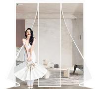 Magnetic Fly Screen Door, 235x260cm Heavy Duty Fly Door Screen Mesh with Powerful Magnets and Full Frame Magic Tape, Automatically Closes Door Curtain,Easy to Install Without Drilling White