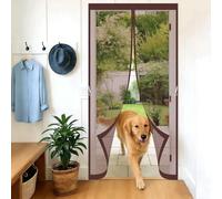 Magnetic Fly Screen Door 260 x 60 cm Self-Sealing Mesh Powerful Magnets and Adhesive Strips, Hands-Free Closing Magnet Fly Screen Door for Outdoor, Gym, Sun House Porch, Brown
