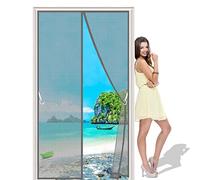 Magnetic Fly Screen Door 300x200 cm Mesh Curtain Upgrade with Widened Top Sticker, 2 Hook&Loop Strip, Pet and Kid Friendly, Keep Bugs Out Lets Fresh Air in - Gray H