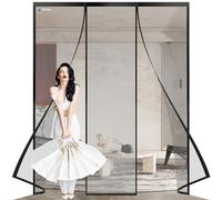 Magnetic Fly Screen Door, 300x200cm Heavy Duty Fly Door Screen Mesh with Powerful Magnets and Full Frame Magic Tape, Automatically Closes Door Curtain,Easy to Install Without Drilling Black