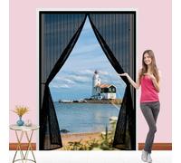 Magnetic Fly Screen Door 50 x 225 cm Keep Insects Out No Gap No Drill Installation Self-Sealing Mesh Easy to Install Without Drilling for Balcony Patio Bedroom, Black