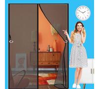 Magnetic Fly Screen Door 58 x 210 cm with Powerful Magnets and Full Frame Magic Tape Magnetic Door Screen Easy to Install Without Drilling for Balcony Patio Bedroom, Black