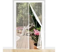 Magnetic Fly Screen Door 59 x 208 cm Powerful Magnets and Magic Tape, No Drill Installation, Automatically Closes Keeps Bugs Out Screen Doors with Magnets for Kitchen, White