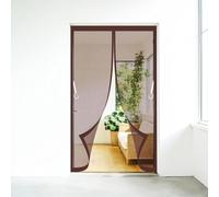 Magnetic Fly Screen Door 60 x 110 cm Frame Hook & Loop Keep Bugs Out Lets Fresh Air in No Gap Fly Screens Doors Nets for Bedroom Pet Friendly Living Room, Brown