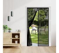 Magnetic Fly Screen Door 61 x 212 cm with Reinforced Magnetic Strips Auto-Close, No Tools Installation, Keep Insects, Resistente Door Curtains to Stop Flies for Bedroom, Black