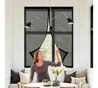 Magnetic Fly Screen Door 63 x 156 cm Anti-Tearing Mosquito Door Net Keep Fly Bug Out with Powerful Magnets Screen Mesh for Living Room, Bedroom, Patio, Black