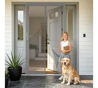 Magnetic Fly Screen Door 64 x 192 cm No Drill Installation, Powerful Magnets, Full Frame Magic Tape Magnetic Insect Door Screen Fly Net Curtains for Kitchen Bedroom, Grey