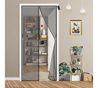 Magnetic Fly Screen Door 70x200cm(28x79inch) Heavy Duty Mesh Curtain - with Powerful Magnets and Full Frame Magic Tape - Easy to Install Gluing Without Drilling - for French Door Black