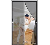 Magnetic Fly Screen Door 75x200cm Fly Insect Screen Door Mesh Curtain Heavy Duty Hands Free Mesh Hands Free Partition with Powerful Magnets Full Frame Magic Tape Black