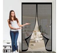 Magnetic Fly Screen Door 77 x 158 cm Automatically Closes, Keep Bugs Out, Without Drilling, Easy to Install, Fly Screens for Door Nets for Double/French Doors, Black