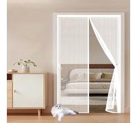 Magnetic Fly Screen Door 80 x 226 cm Without Drilling, with Strong Magnets and Magic Band, Automatically Closes, Keep Insects Magnetic Screenfly Doors for Bedroom, White
