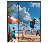 Magnetic Fly Screen Door, 80x100cm Left Right Side Universal Opening Heavy Duty Fly Door Screen Mesh with Powerful Magnets and Full Frame Magic Tape,Automatically Closes Curtain Black