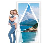 Magnetic Fly Screen Door 82 x 270 cm No Gap, Keep Bugs Out & Lets Fresh Air in Anti Mosquito Mesh Fly Curtain Easy to Install Without Drilling for Balcony Patio Bedroom, White