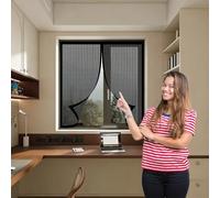 Magnetic Fly Screen Door 84 x 113 cm Anti-Tearing Mosquito Door Net Keep Fly Bug Out Screens Doors No-Drill Easy Installation for Living Room, Bedroom, Patio, Black