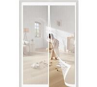 Magnetic Fly Screen Door 84 x 178 cm Automatically Closes, Keep Bugs Out, Without Drilling, Easy to Install, Magnetic Door Screen Mesh for Patio/Balcony, White