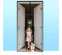 Magnetic Fly Screen Door 84 x 214 cm Keep Bugs Out Lets Fresh Air in Patio Curtain Insect Mesh No Drill Installation Automatically Closes for Keeping Out Flies & Bug, Black