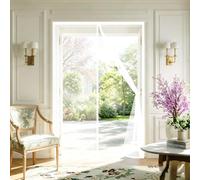 Magnetic Fly Screen Door 85 x 197 cm Without Drilling, with Strong Magnets and Magic Band, Automatically Closes, Keep Insects Patio Insect Door Screen for Bedroom, White