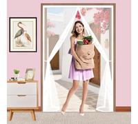 Magnetic Fly Screen Door 85 x 270 cm Keep Insects Out No Gap No Drill Installation Fly Nets for Doors Easy to Install Without Drilling for Balcony Patio Bedroom, White