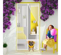 Magnetic Fly Screen Door 85x210cm(33x83inch) Magnets Heavy Duty Mesh Curtain - Easy to Install Without Drilling Top-to-Bottom Seal Automatically for Balcony Sliding Living Room - White A