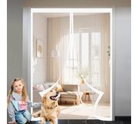 Magnetic Fly Screen Door 86 x 118 cm Anti Mosquito, Keep Fresh Air in, Portable, Foldable, Custom Sizes, Mesh Fly Door Mosquito Net for Patio/Balcony, White