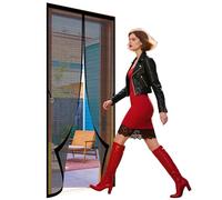 Magnetic Fly Screen Door 90 x 213 cm Full Frame Magic Tape Anti Mosquito Mesh Fly Curtain Keeps Flies Mosquitoes Out for Living Room, Bedroom, Patio, Black