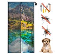 Magnetic Fly Screen Door 90x185cm(35x72inch) Magnetic Insect Door Screen,Seal Automatically,Hands Free Instant Mesh Mosquito & Bug Net Curtain,Keep Bugs Out&Lets Fresh Air in,Washable Mesh,Black