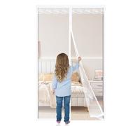 Magnetic Fly Screen Door 90x200cm, Magnetic Curtain Mosquito Net, Shuts Automatically and Super Quite, Keep Bugs Out Lets Fresh Air in, for Patio Balcony Bedroom Sliding Door,White