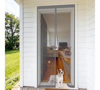 Magnetic Fly Screen Door 92 x 150 cm Keeps Bugs Out, Lets Fresh Air in, No Gap, Snap Shut Automatically, Hands Free Mosquito Door Screen for Patio Doors Balcony Bedroom, Grey