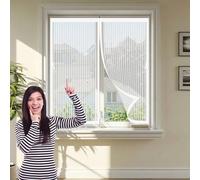 Magnetic Fly Screen Door 93 x 129 cm Anti-Tearing Mosquito Door Net Keep Fly Bug Out Screen No-Drill Easy Installation for Balcony, Terrace, Cellar, White