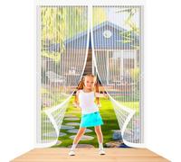 Magnetic Fly Screen Door 93 x 204 cm Keeping Out Flies & Bug, Keep Fresh Air in Fly Screen Door Easy to Install Without Drilling for Kitchen, Terrace, Corridor, White