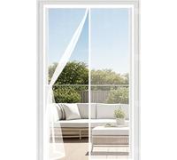 Magnetic Fly Screen Door 93 x 232 cm with Powerful Magnets Automatically Closes and Magic Tape, Install Without, Keep Bugs Out, Magnetic Screenfly Doors for Patio Door, White