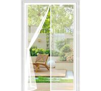 Magnetic Fly Screen Door 94 x 196 cm with Powerful Magnets Automatically Closes and Magic Tape, Install Without, Keep Bugs Out, Magnetic Screen Door Curtain for Patio, White
