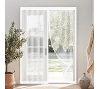 Magnetic Fly Screen Door 94 x 228 cm Keeping Out Flies & Bug, Keep Fresh Air in Heavy Duty Bug Mesh Curtain Kid and Pet Friendly for Balcony/Children's Room, White