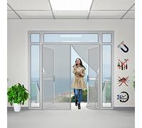 Magnetic Fly Screen Door, 95x215cm Super Quiet, No Drilling, Washable Mesh, Keep Fresh Air in & Bugs Out(Gray)