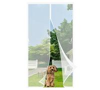 Magnetic Fly Screen Door 97 x 248 cm Full Frame Magic Tape, Powerful Magnets Door Fly Screen, Patio Curtain Insect Mesh Heavy Duty, Lets Fresh Air for Living Garage Doors, White