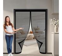 Magnetic Fly Screen Door 98 x 112 cm Anti Mosquito, Keep Fresh Air in, Portable, Foldable, Custom Sizes, Screen Door Fly Mosquito for Double/French Doors, Black